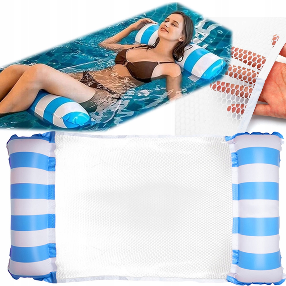 Fotel Dmuchany Z Oparciem Materac Do Pływania Leżak Do Wody 122x86cm Sofa