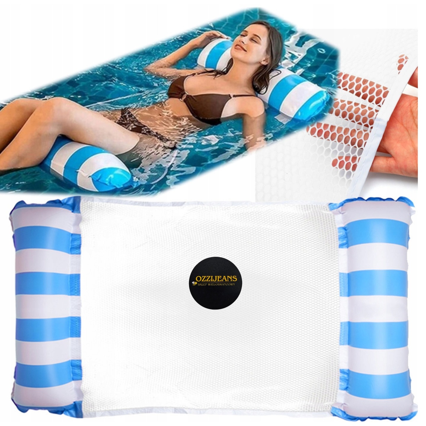 Fotel Dmuchany Z Oparciem Materac Do Pływania Leżak Do Wody 122x86cm Sofa - obrazek 3