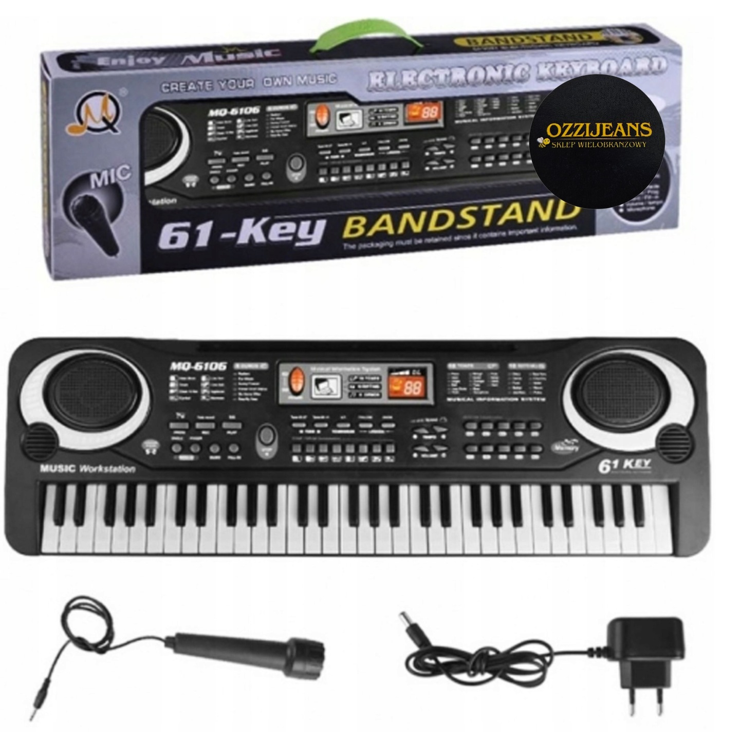 Zestaw Dla Dzieci Instrument Muzyczny Keyboard+mikrofon Zabawka 61klawiszy