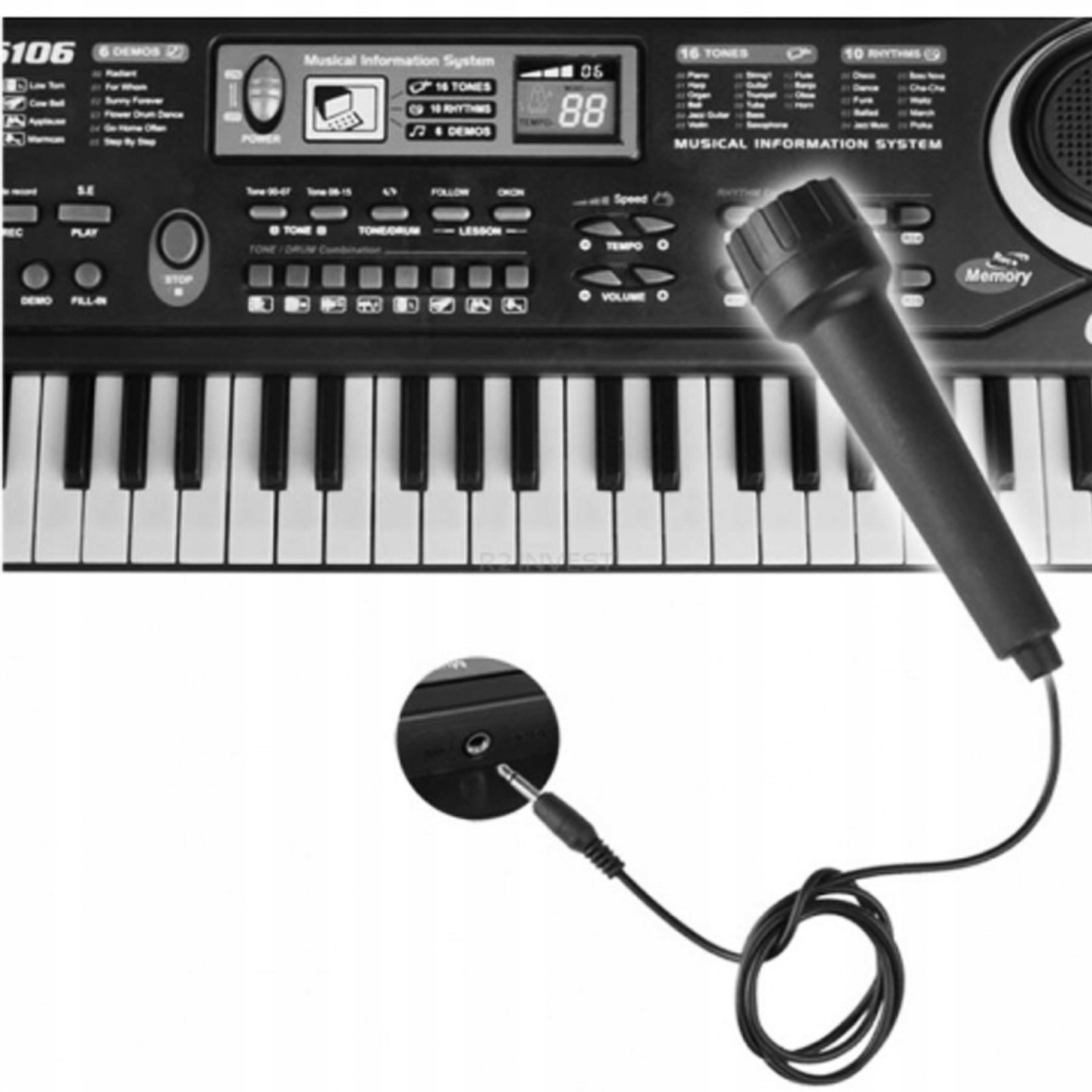 Zestaw Dla Dzieci Instrument Muzyczny Keyboard+mikrofon Zabawka 61klawiszy - obrazek 2