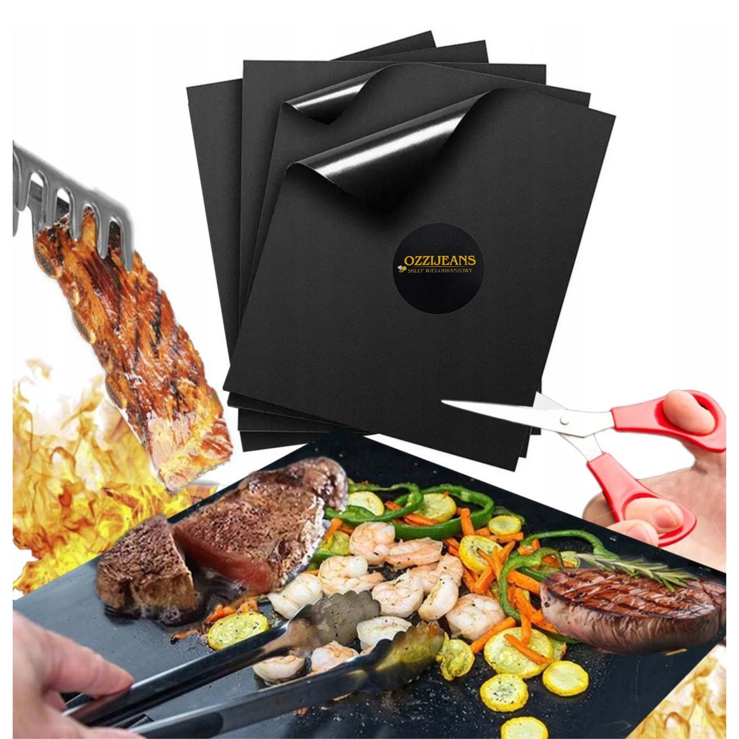5x Mata Do Grilla Teflonowa Tacka Na Grill Do Pieczenia Wielorazowa Zestaw