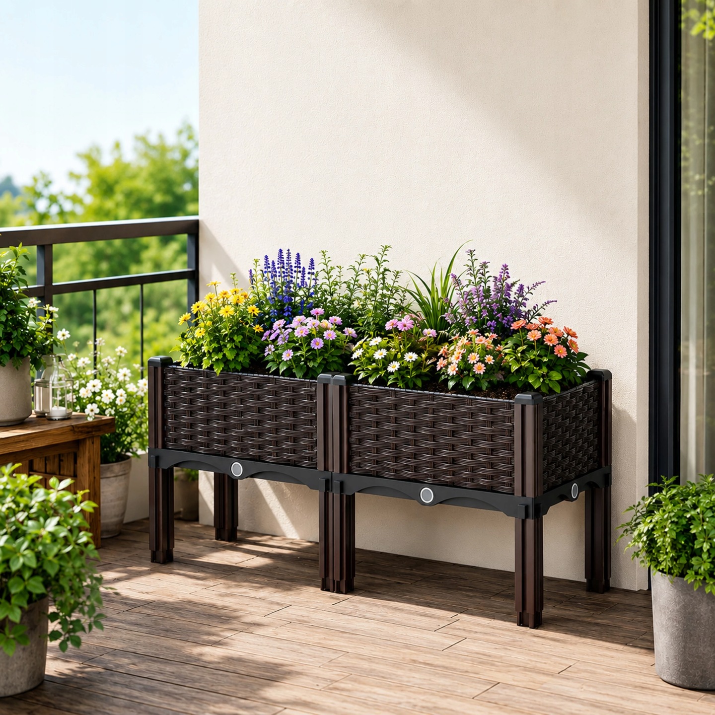 Doniczka Tworzywo Sztuczne Brązowy, Czarny Real Garden 80 Cm X 40 X 38 Cm - obrazek 2