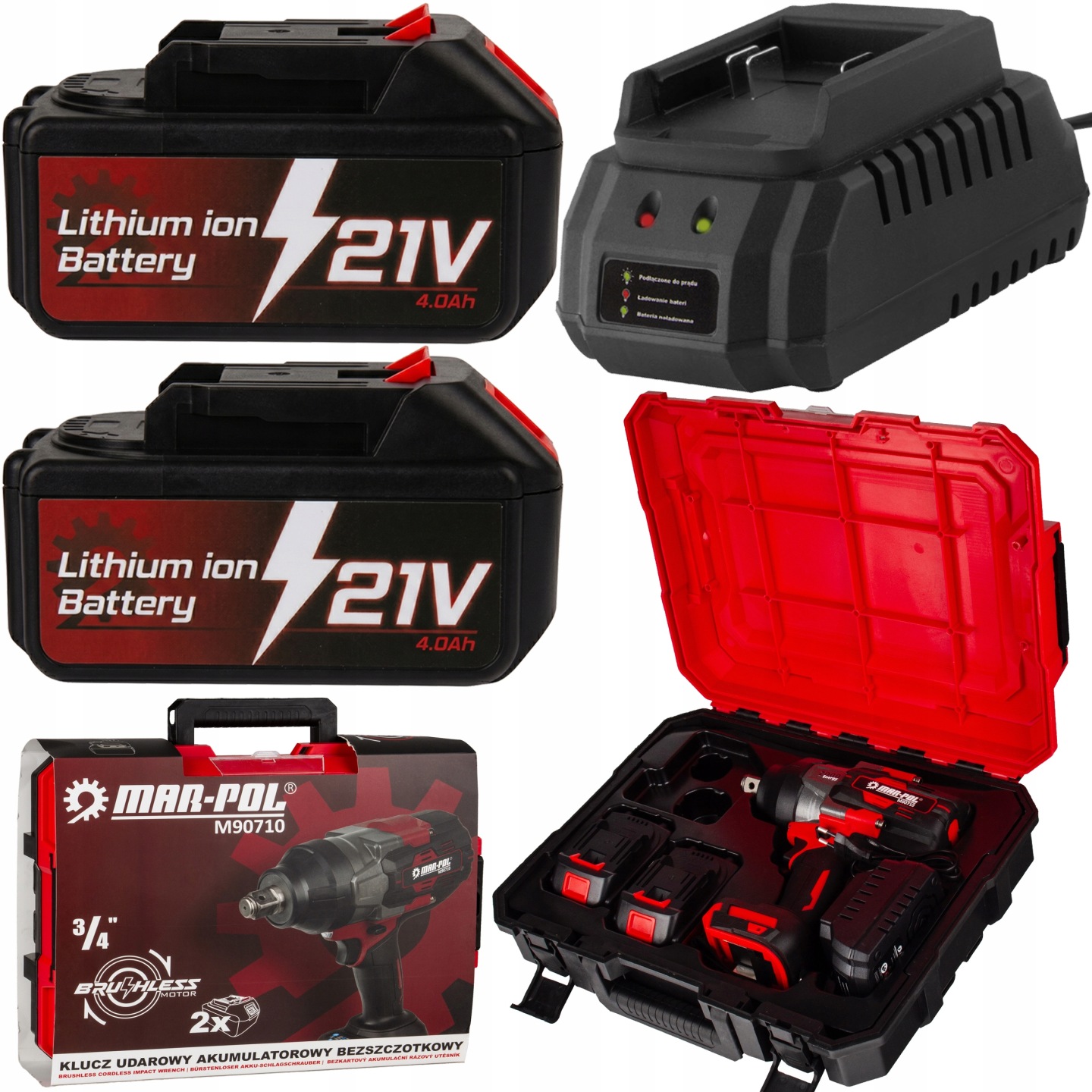 Akumulatorowy 21v Klucz Udarowy 2000nm 3/4" Bezszczotkowy Elektryczny 2x4ah - obrazek 7
