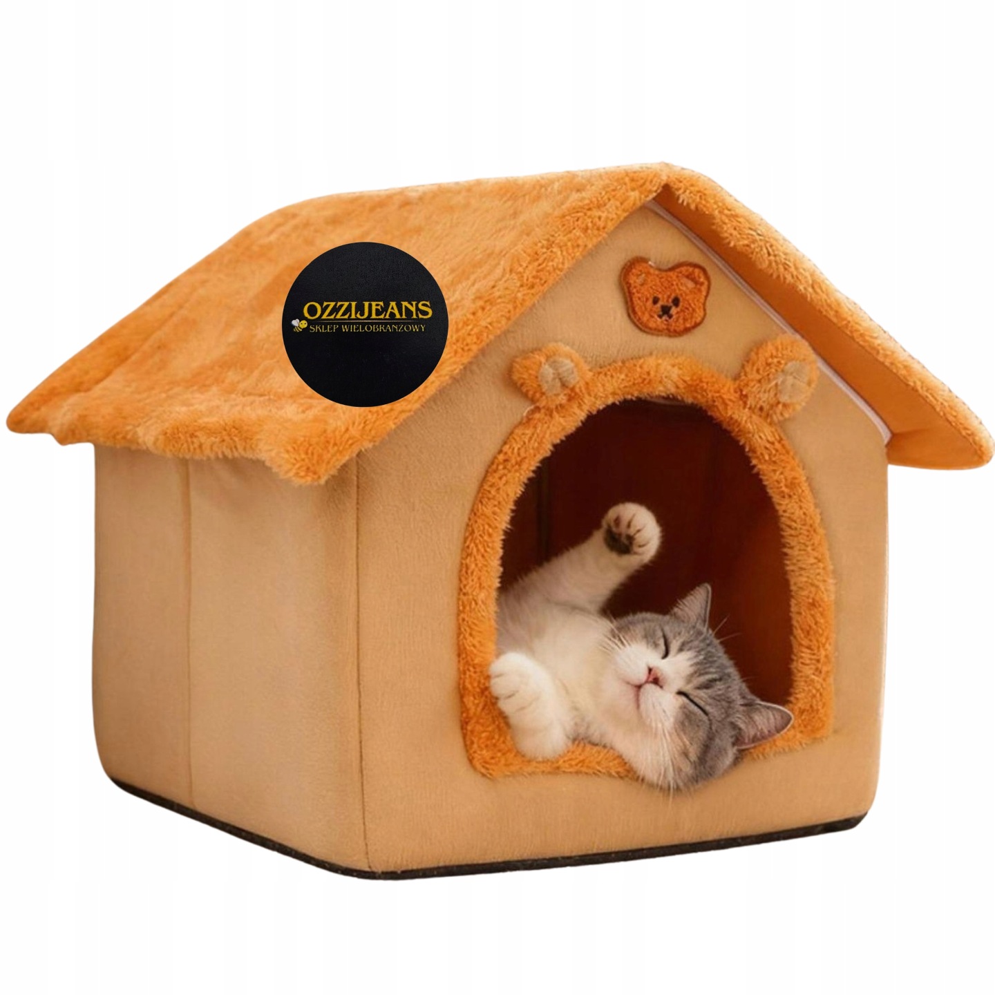 Buda Ocieplana PSA Kota Legowisko Dach Domek+ Podłoga Duża 33x29x26 Cm - obrazek 4