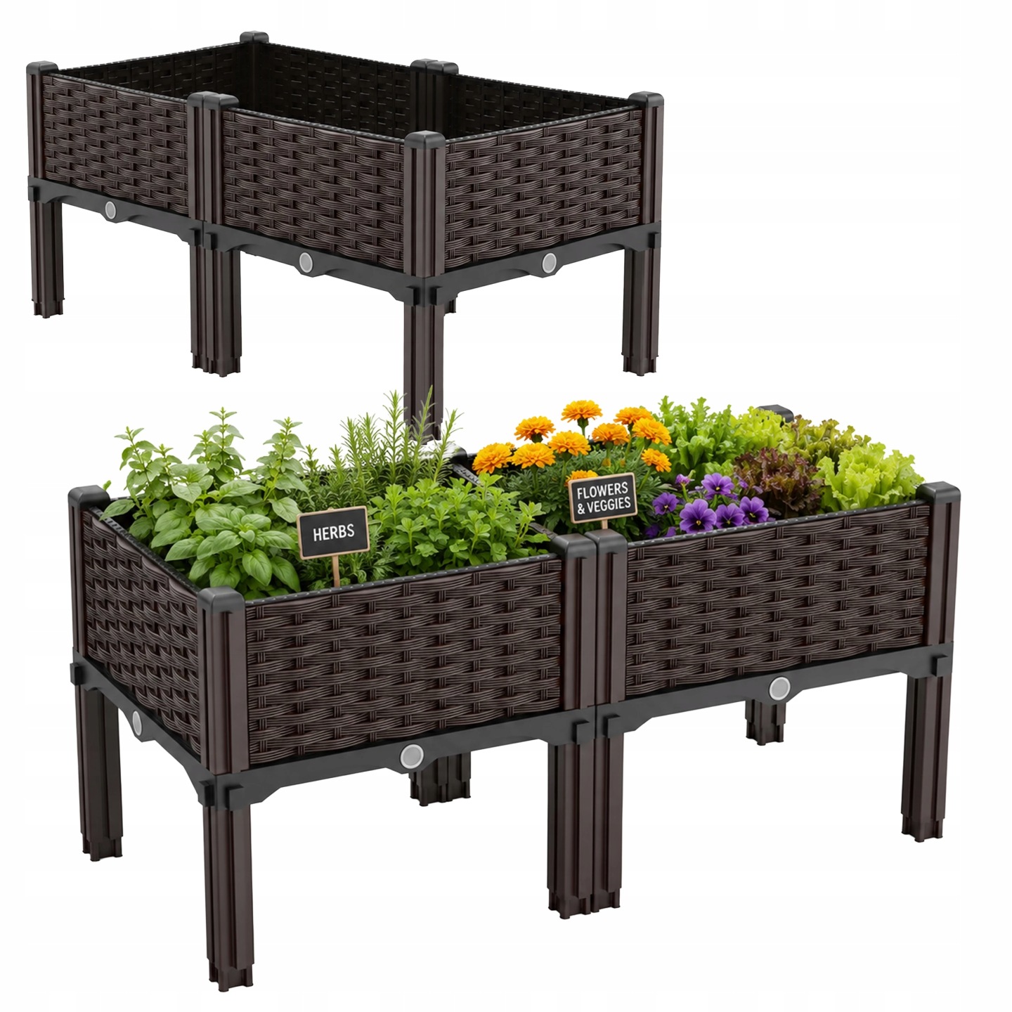 Doniczka Tworzywo Sztuczne Brązowy, Czarny Real Garden 80 Cm X 40 X 38 Cm