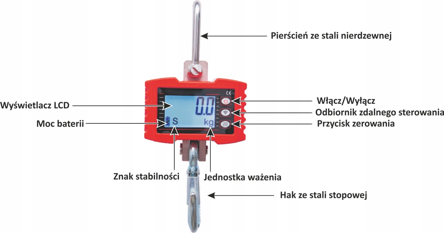 Waga Hakowa Elektroniczna Magazynowa 1000kg Z Pilotem + Ładowarka 1t - obrazek 6