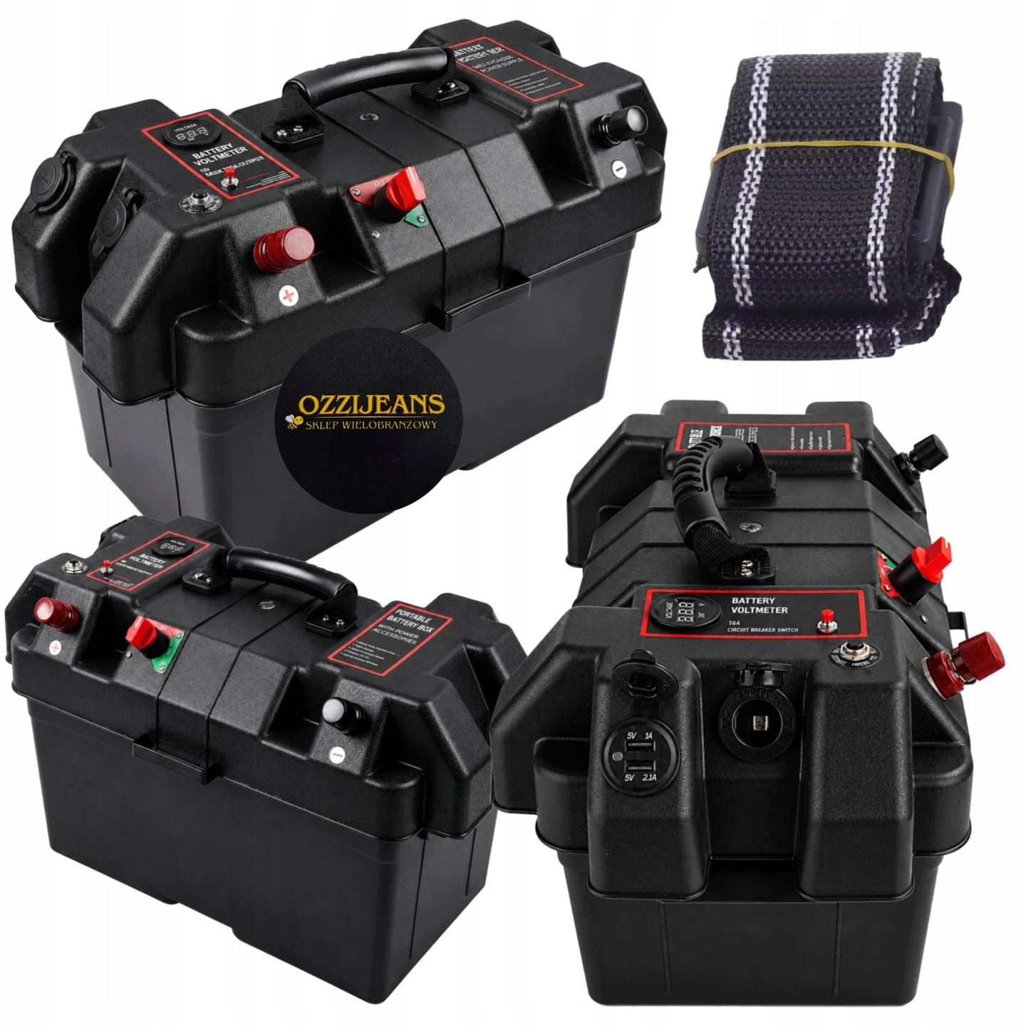 Pojemnik Skrzynka Akumulatorowa 12v Box Na Akumulator Z Woltomierzem 2x USB