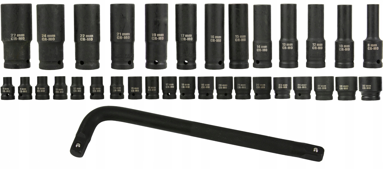 Klucze Nasadowe Zestaw Narzędzi Pokrętło Typ-l 8-32mm 1/2'' 35el. Cr-mo - obrazek 2