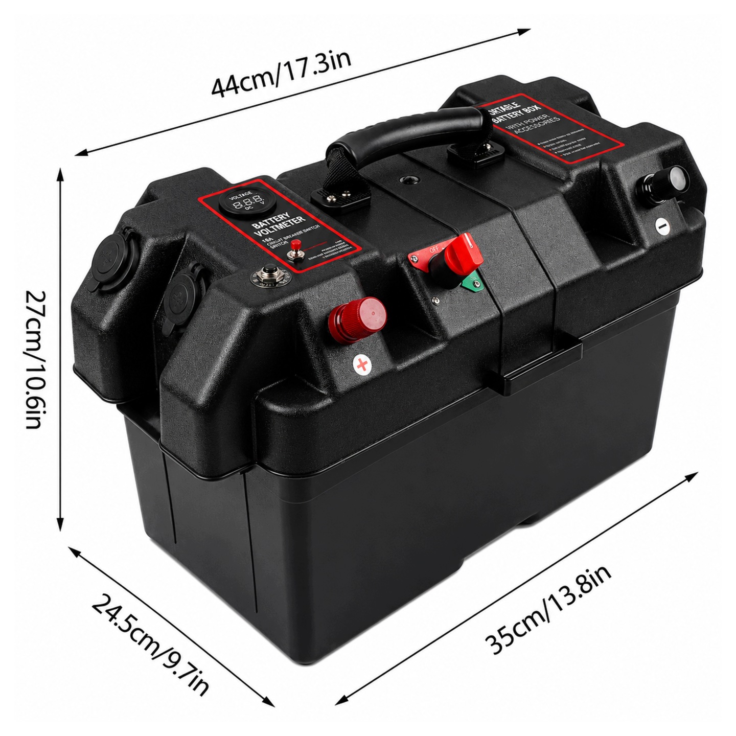 Pojemnik Skrzynka Akumulatorowa 12v Box Na Akumulator Z Woltomierzem 2x USB - obrazek 7