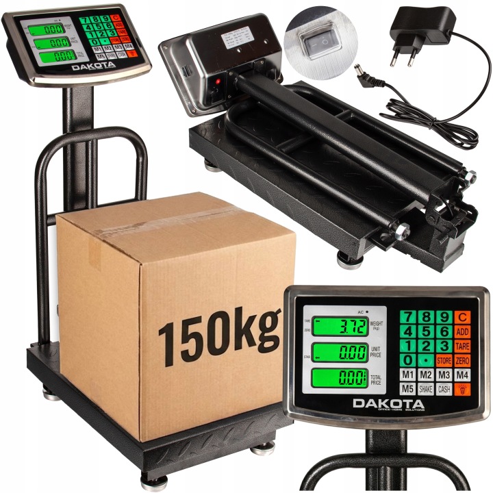 Waga Elektroniczna Magazynowa Sklepowa Platformowa Akumulator LCD 150kg - obrazek 7