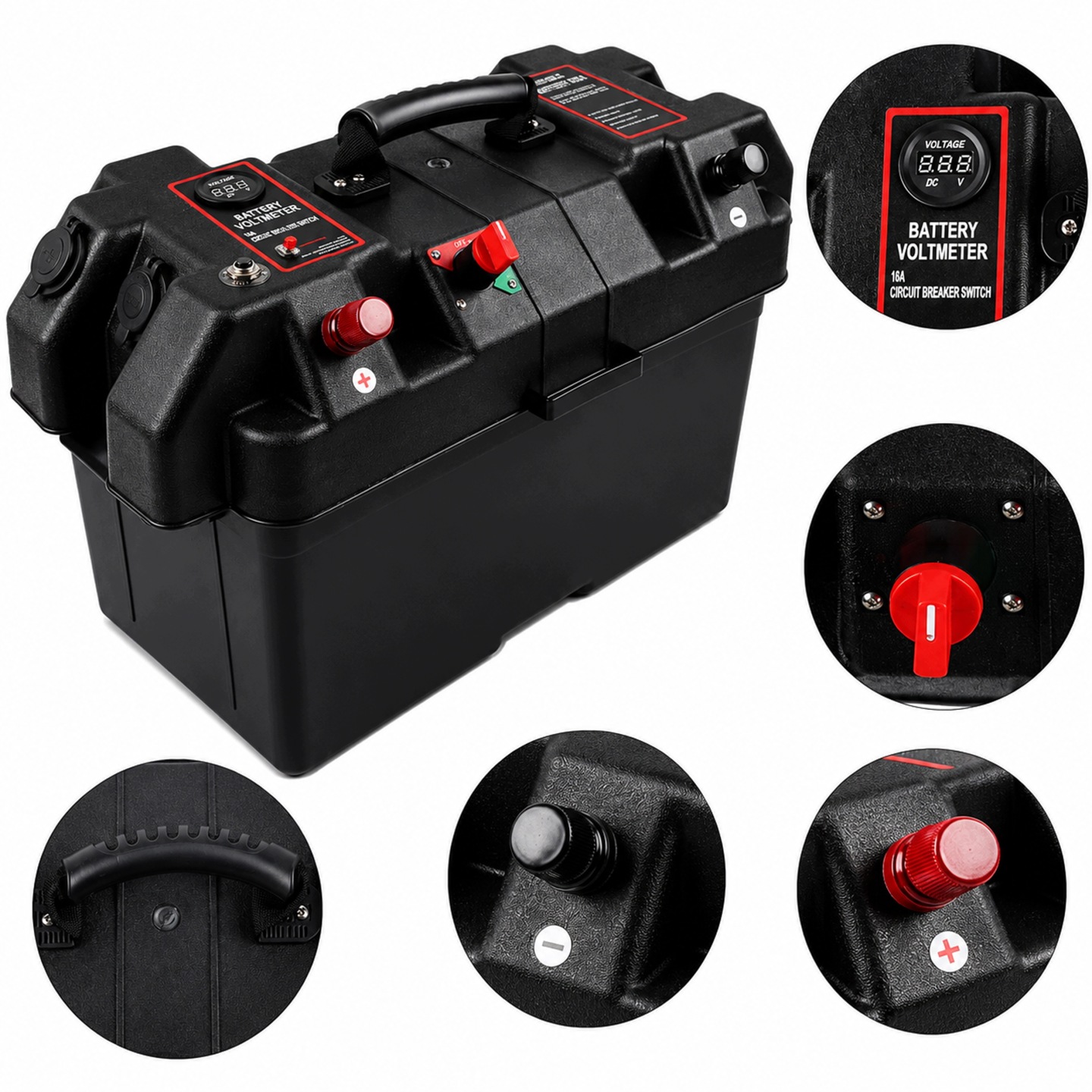 Pojemnik Skrzynka Akumulatorowa 12v Box Na Akumulator Z Woltomierzem 2x USB - obrazek 5
