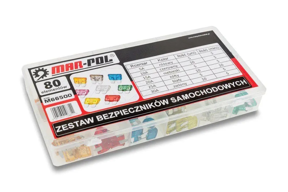 Zestaw Bezpieczników Samochodowych Płytkowe Uni Mini Mix 80 Sztuk 5a -30a - obrazek 5