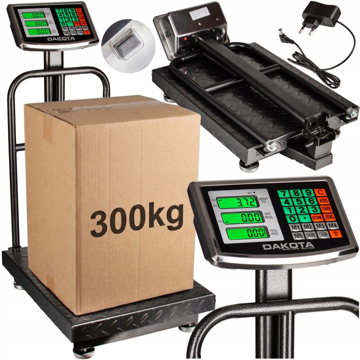 Waga Elektroniczna Magazynowa Sklepowa Platformowa Akumulator LCD 300kg - obrazek 4