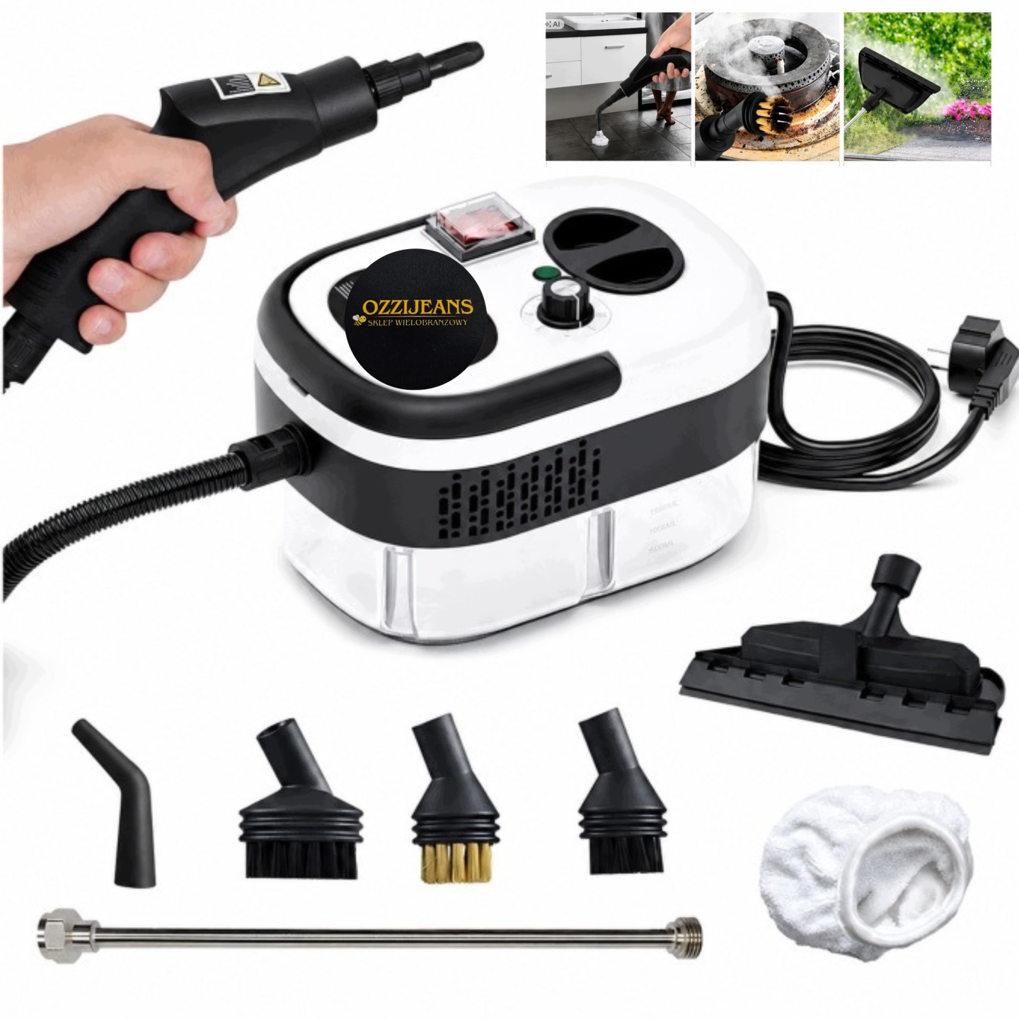 Myjka Parowa Odkurzacz Parowy 2500w 3 Bar 1.2l Uniwersalna Do Czyszczenia - obrazek 2