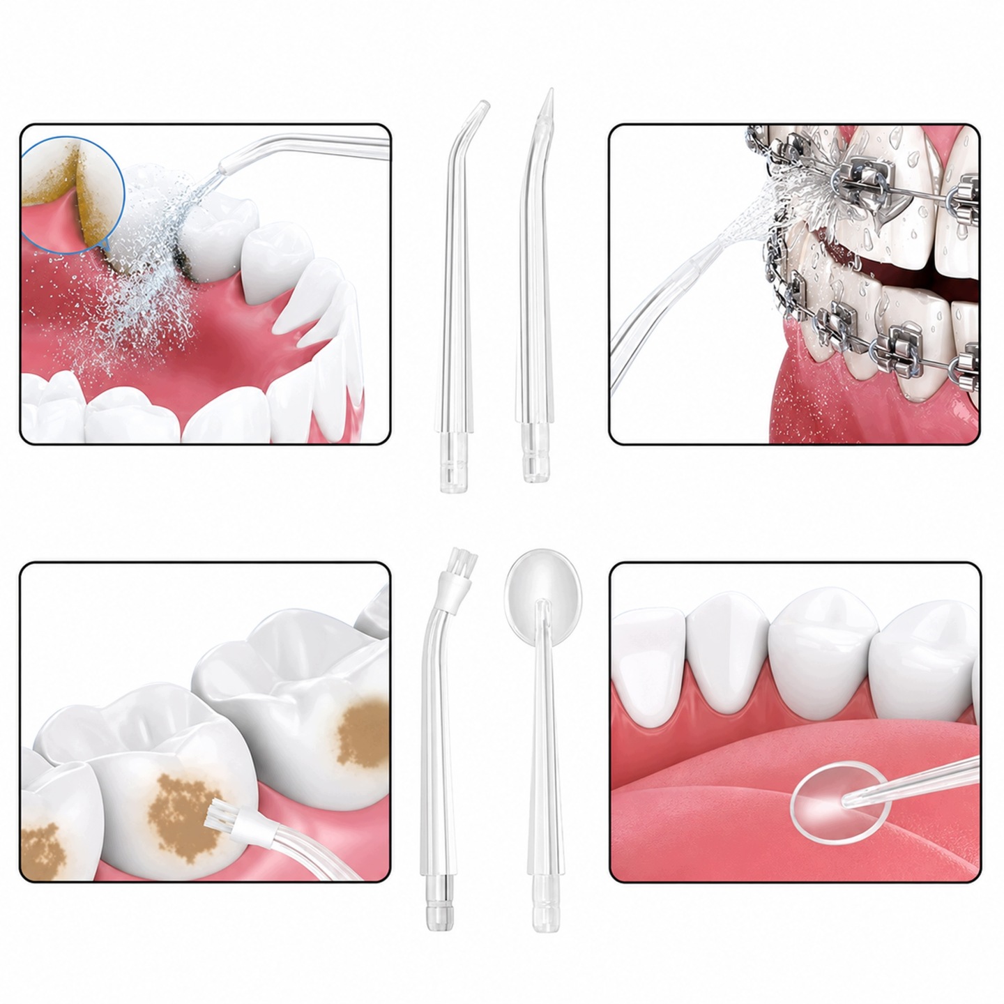 Irygator do Zębów Bezprzewodowy Dentystyczny Mocny 4 Dysze 3 Tryby 230 ml - obrazek 4