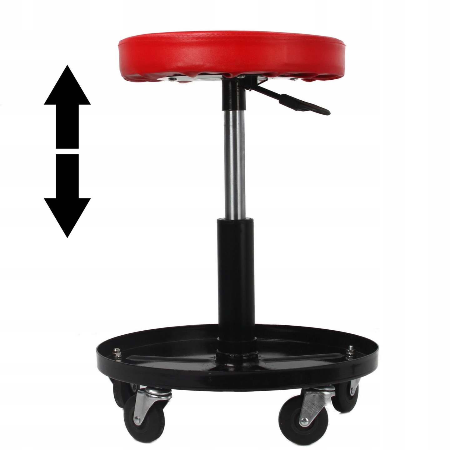 Taboret Warsztatowy Stołek Obrotowy Siedzisko Z Półką 5x Kółka 136kg Trwały - obrazek 3