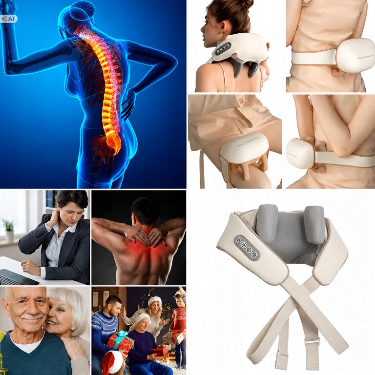 Masażer Shiatsu 3D akumulatorowy z podgrzewaniem do szyi, karku i pleców - obrazek 5