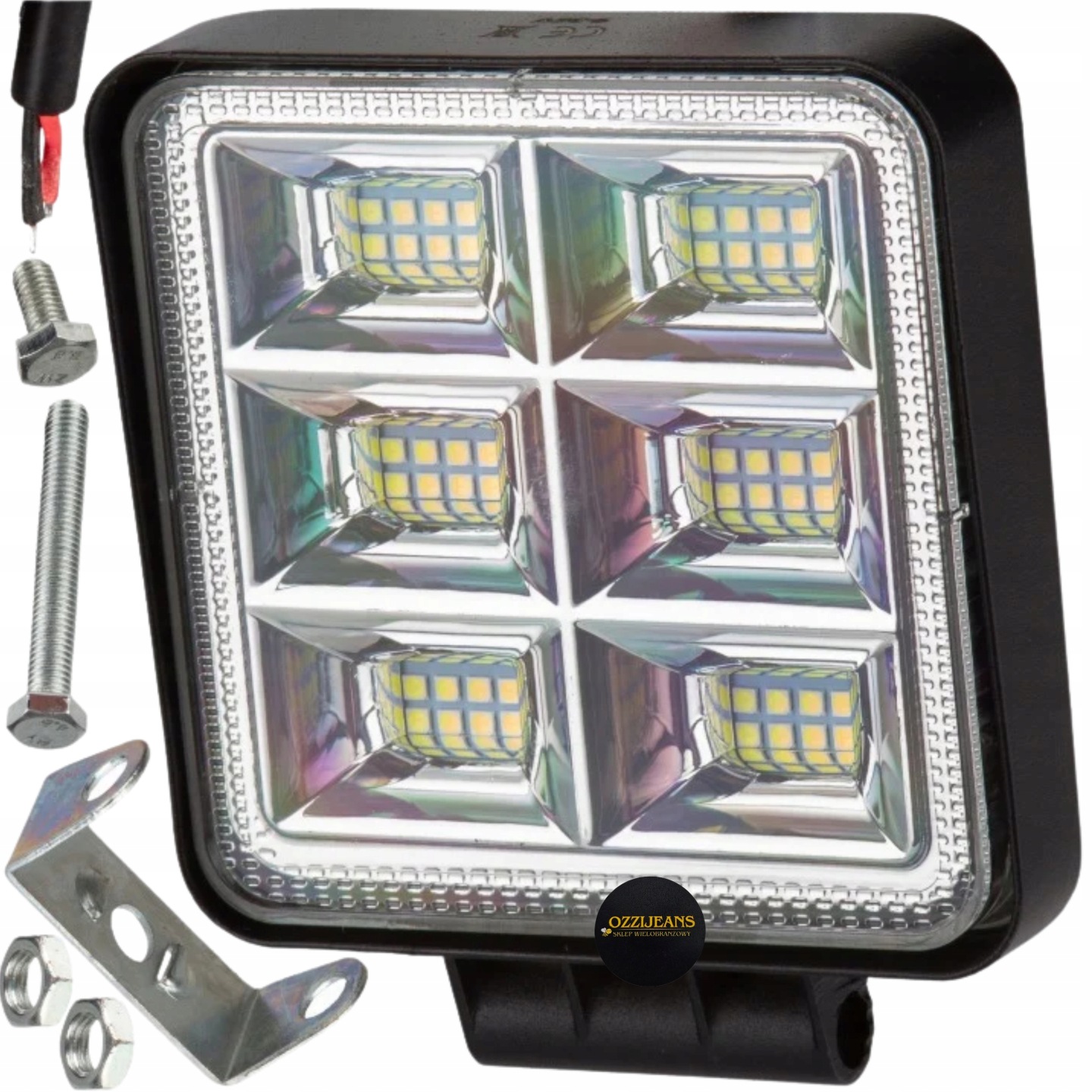 2x Lampa 48 LED Robocza+zestaw Reflektor Lewa Prawa 12v 24v Tylna Przednia