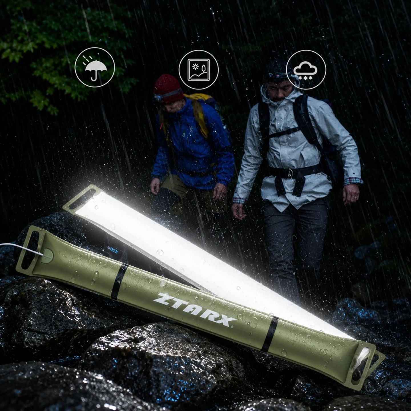 Nadmuchiwana Dmuchana Lampa LED Kempingowa Turystyczna USB 90x12cm 500 Lm - obrazek 4