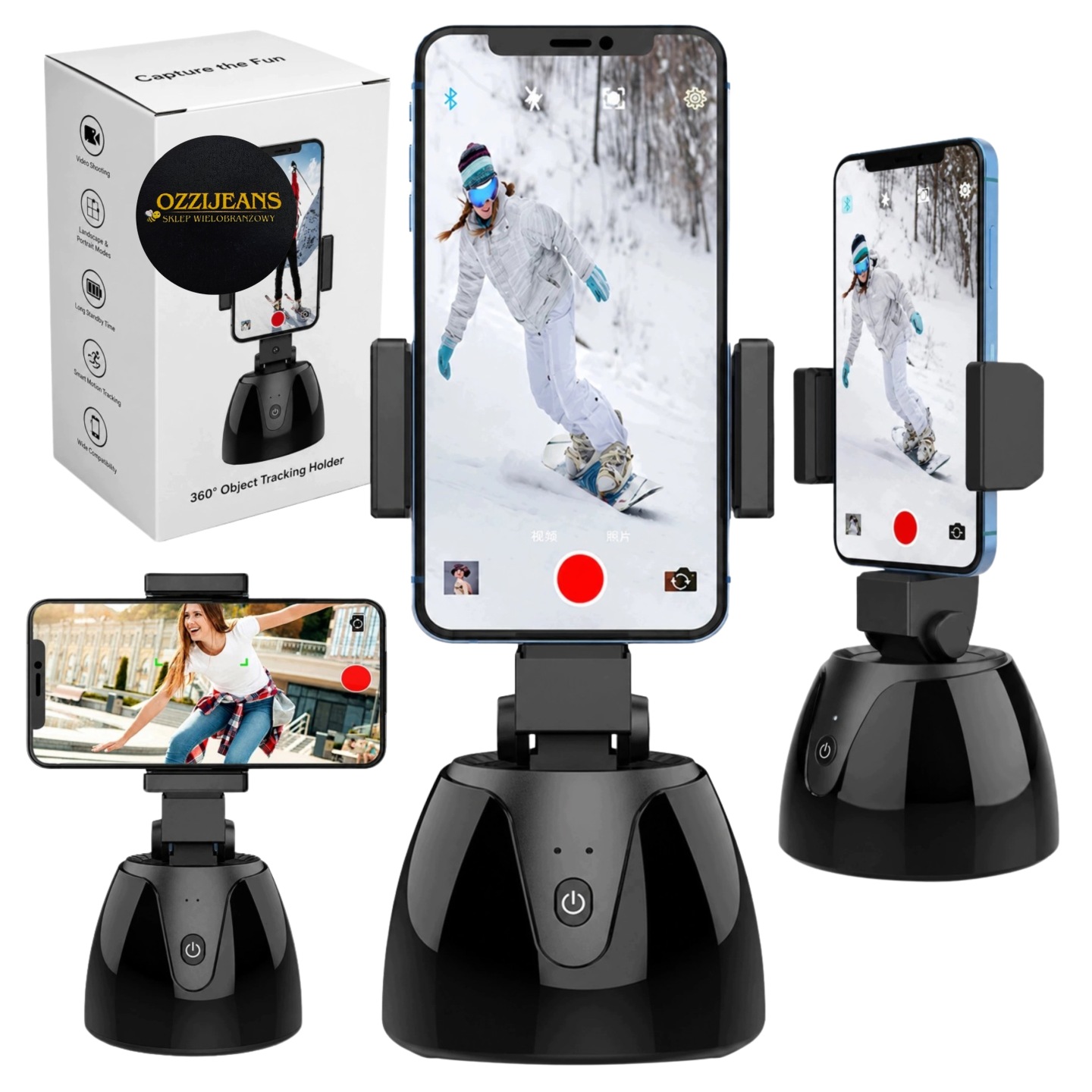 Inteligenty Uchwyt Stojak Na Telefon Do Selfie Obrotowy Śledzący Ruch - obrazek 3
