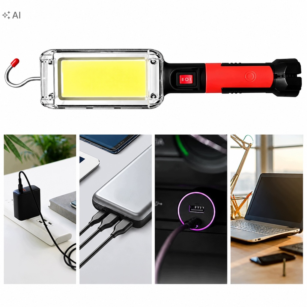 Latarka Lampa Warsztatowa Kanałowa Led z Hakiem Magnesem 700 Lm 20 W Mocna