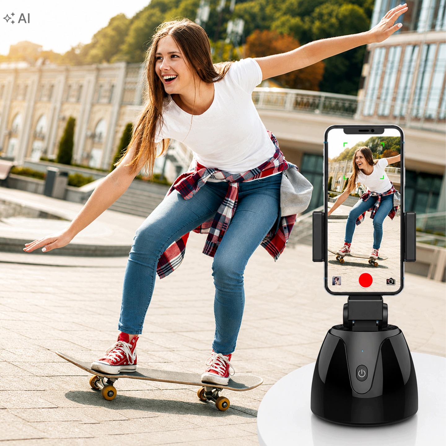 Inteligenty Uchwyt Stojak Na Telefon Do Selfie Obrotowy Śledzący Ruch - obrazek 4